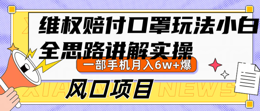 维权赔付口罩玩法，小白也能月入6w+，风口项目实操-百货大全