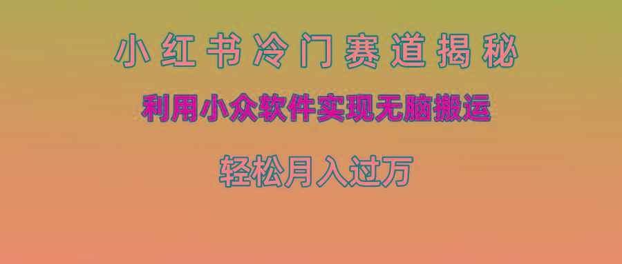 小红书冷门赛道揭秘,利用小众软件实现无脑搬运,轻松月入过万-百货大全