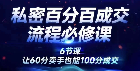 私密百分百成交流程线上训练营，绝对成交，让60分卖手也能100分成交-百货大全