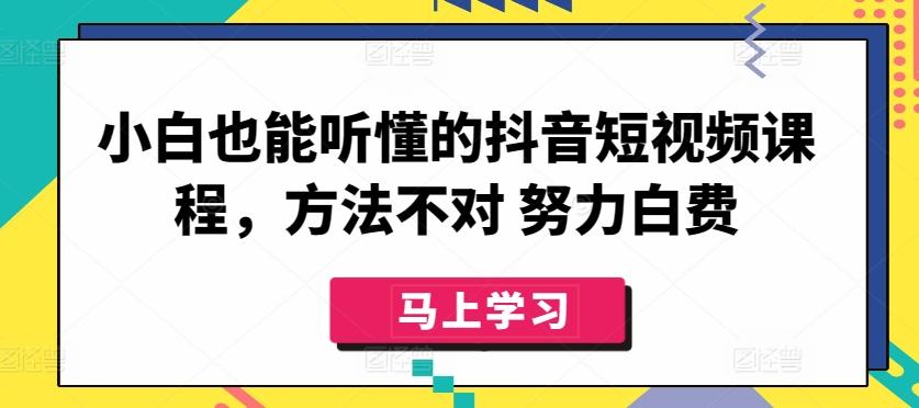 小白也能听懂的抖音短视频课程，方法不对 努力白费-百货大全