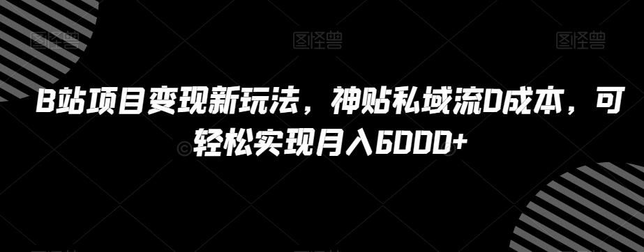 B站项目变现新玩法，神贴私域流0成本，可轻松实现月入6000+【揭秘】-百货大全