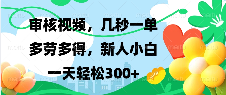 视频审核，新手可做，多劳多得，新人小白一天轻松300+-百货大全