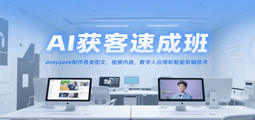 AI获客速成班,deepseek制作各类图文、视频内容,数字人应用和智能剪辑技术-百货大全